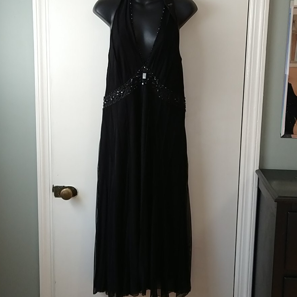 Mixit Beaded Black Halter Cocktail Dress